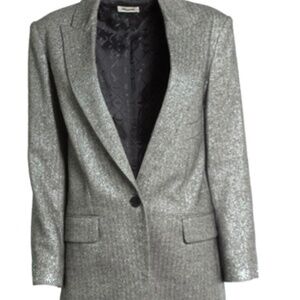 Vow Herringbone Blazer In Silver